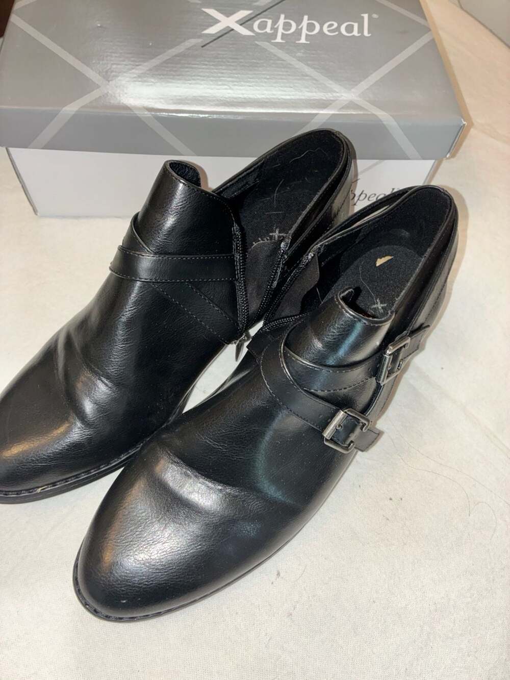 Xappeal Cassidy Black Buckle Ankle Boots Size 11M